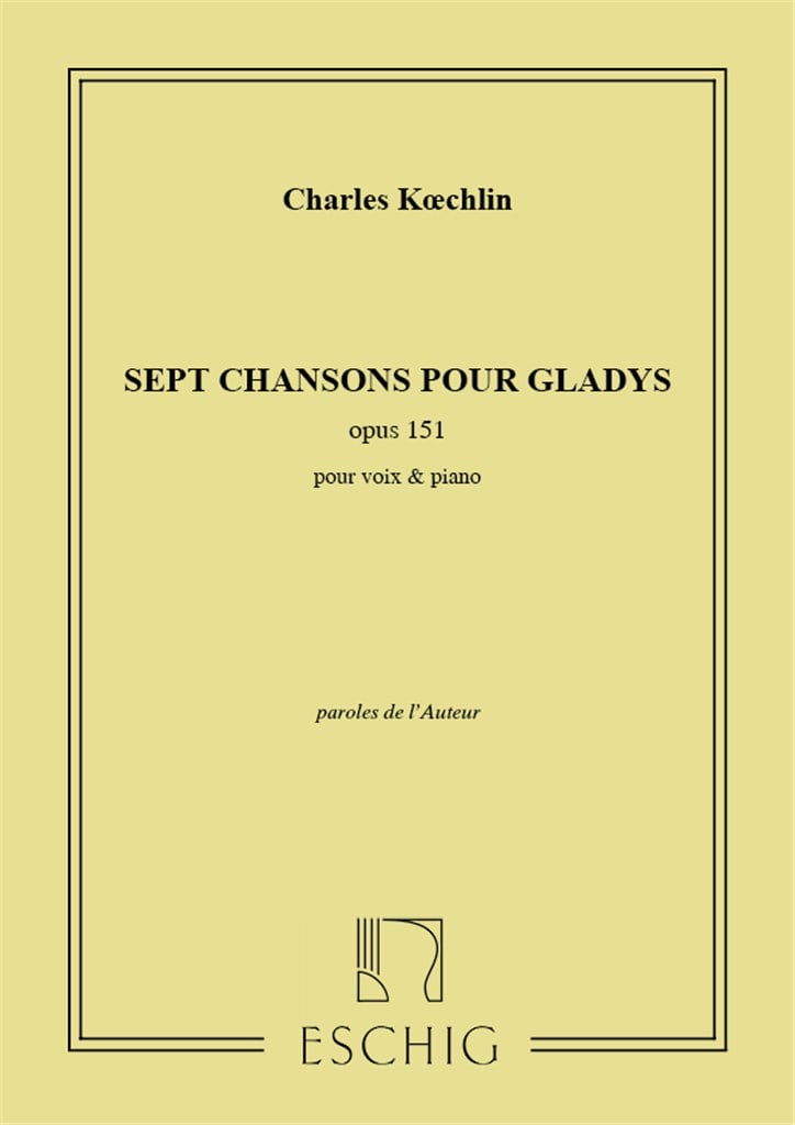 7 Chansons Pour Gladys Op 151